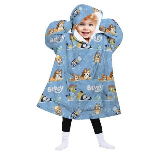 Bluey Seaside belebújós plüss polár takaró, poncsó 3-6 év