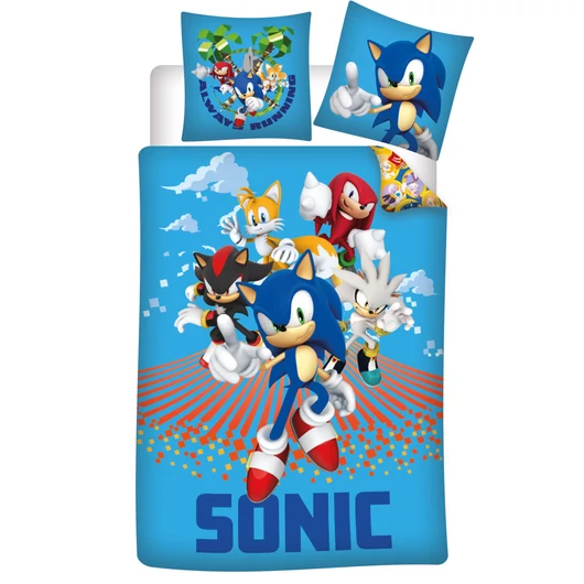 Sonic a sündisznó Always Running gyerek, ovis ágyneműhuzat 100×135cm, 40×60 cm