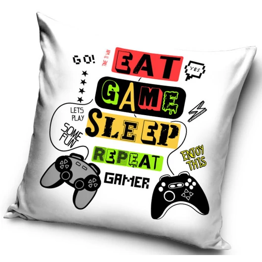 Gamer Repeat párnahuzat 40x40 cm