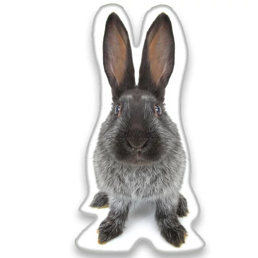 Nyuszis Grey formapárna, díszpárna 22x36 cm