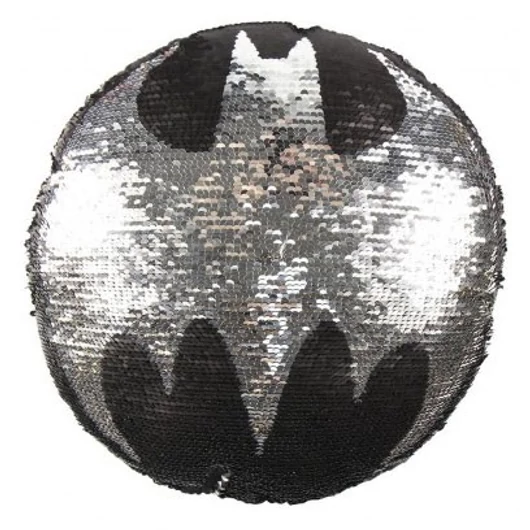 Batman Symbol átfordítható flitteres formapárna 30 cm