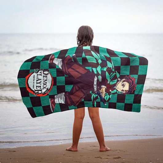 Demon Slayer Green fürdőlepedő, strand törölköző 70x140cm (Fast Dry)