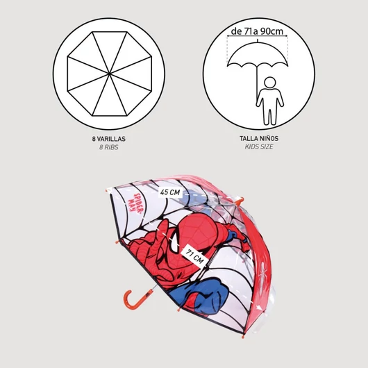 Pókember Web-Slinger gyerek átlátszó esernyő Ø71 cm