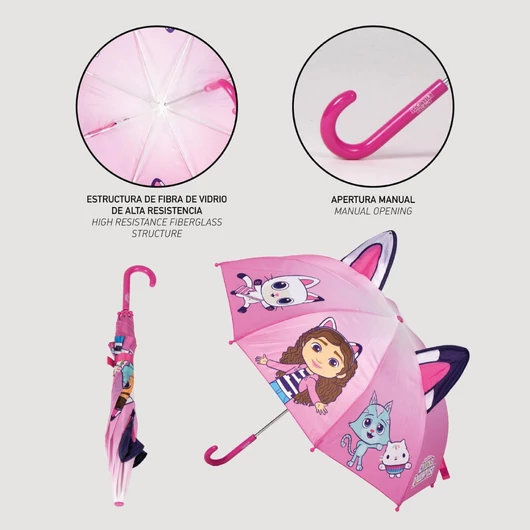 Gabi babaháza Pink gyerek esernyő füllel Ø71 cm
