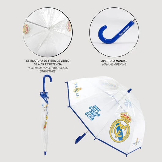 Real Madrid One Color gyerek átlátszó esernyő Ø71 cm