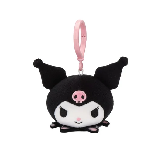Hello Kitty Kuromi Head 3D plüss figura akasztóval, táskadísz 11 cm