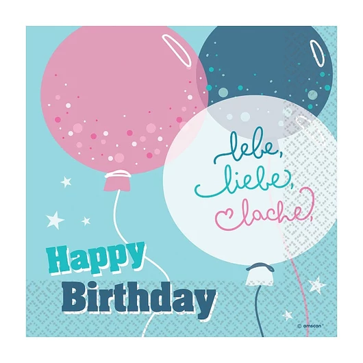 Happy Birthday Lebe, Liebe, Lache szalvéta 16 db-os 33x33 cm