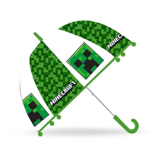 Minecraft Creeper gyerek átlátszó félautomata esernyő Ø70 cm