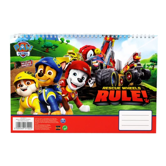 Mancs Őrjárat Rescue Wheels A/4 spirál vázlatfüzet, 30 lapos