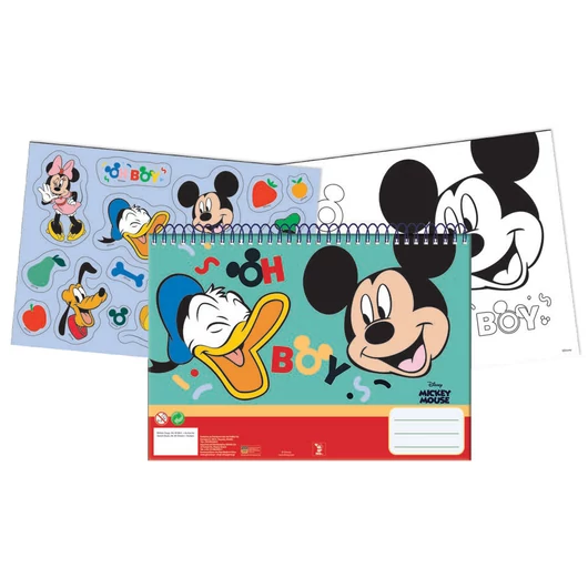 Disney Mickey Oh Boy A/4 spirál vázlatfüzet 40 lapos matricával