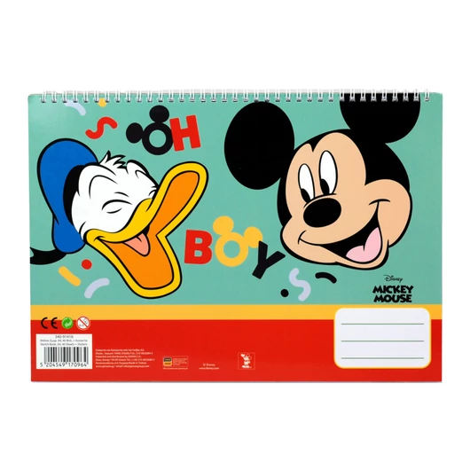 Disney Mickey Oh Boy A/4 spirál vázlatfüzet 40 lapos matricával