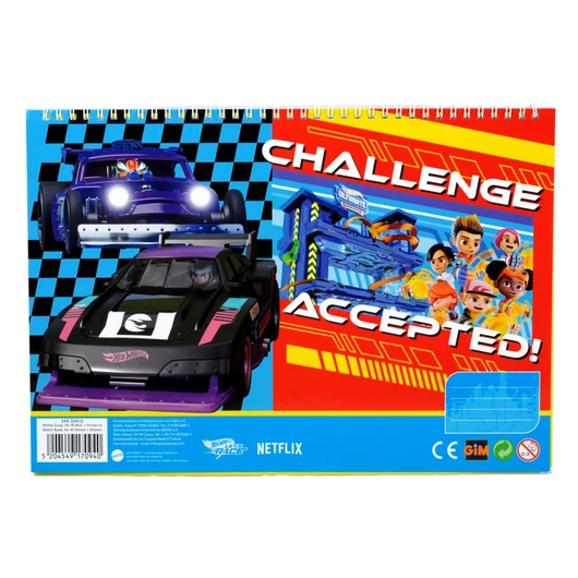 Hot Wheels Challenge A/4 spirál vázlatfüzet 40 lapos matricával