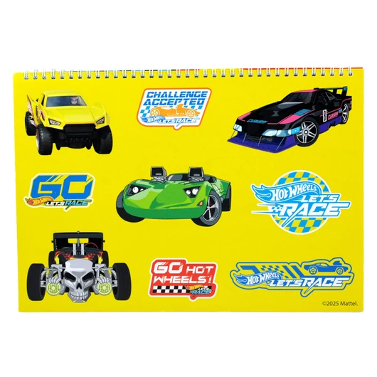 Hot Wheels Challenge A/4 spirál vázlatfüzet 40 lapos matricával