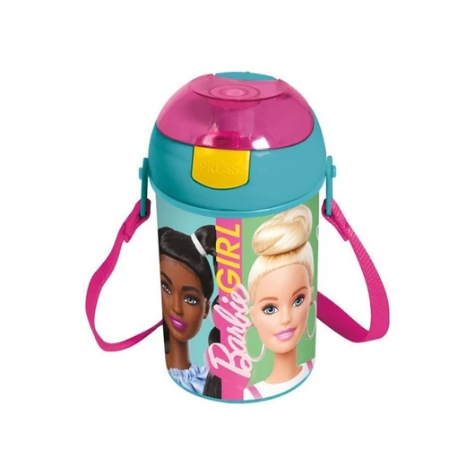 Barbie Happy Thoughts műanyag szívószálas kulacs akasztóval 450 ml