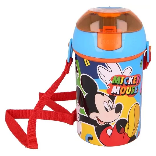 Disney Mickey Color Flow műanyag szívószálas kulacs akasztóval 450 ml