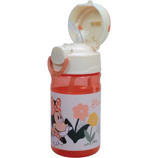 Disney Minnie Floral műanyag szívószálas kulacs akasztóval 350 ml