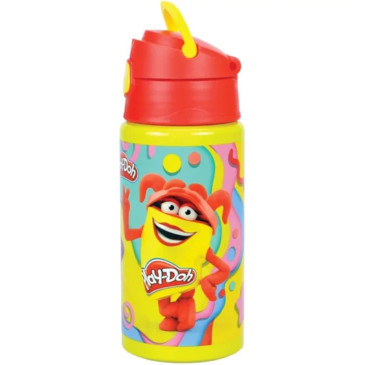 Play-Doh Happy alumínium szívószálas kulacs akasztóval 500 ml