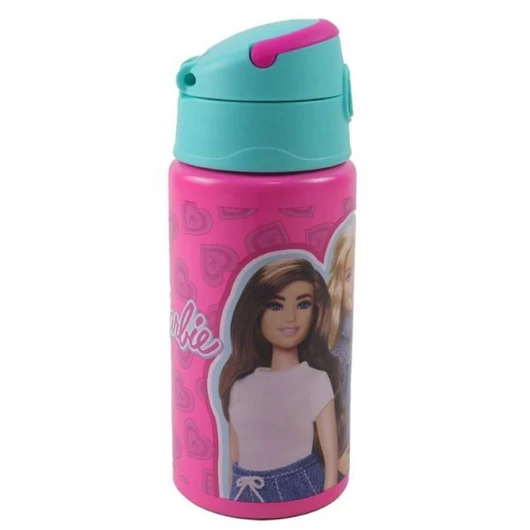 Barbie Love alumínium szívószálas kulacs akasztóval 500 ml