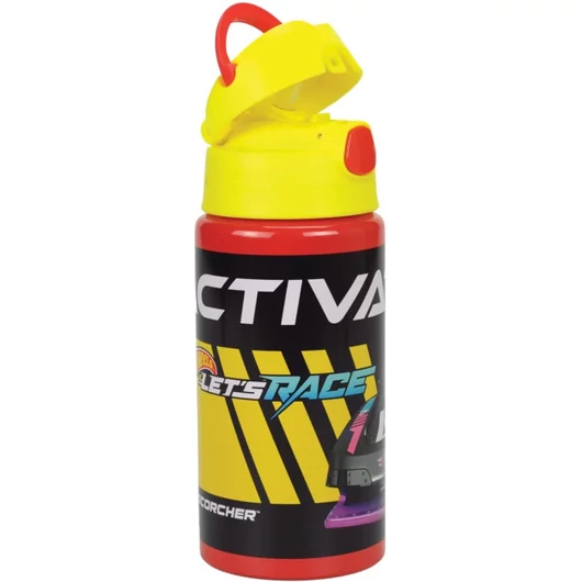 Hot Wheels Race alumínium szívószálas kulacs akasztóval 500 ml