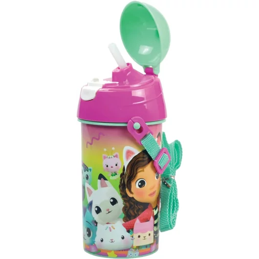 Gabi babaháza Color Fade műanyag szívószálas kulacs akasztóval 500 ml