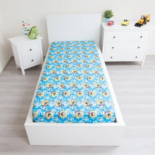 SpongyaBob Blue gumis lepedő 90x200 cm