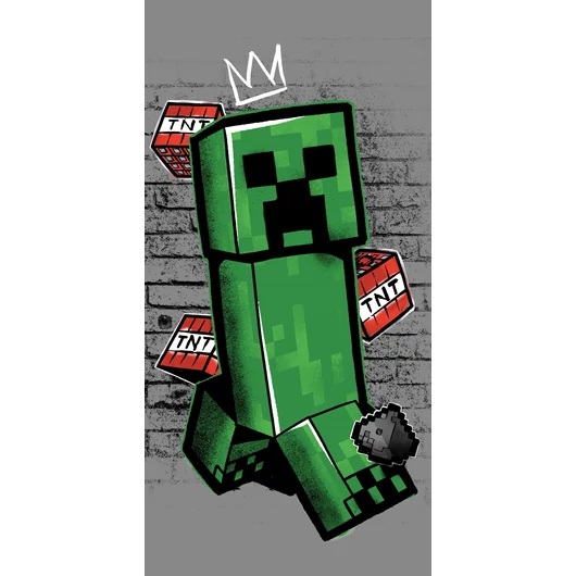 Minecraft Metro Art Creeper Grey fürdőlepedő, strand törölköző 70x140cm