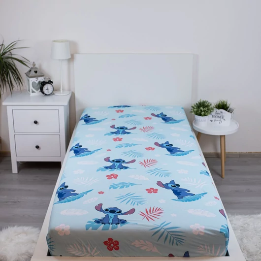 Disney Lilo és Stitch, A csillagkutya Blue gumis lepedő 90x200 cm
