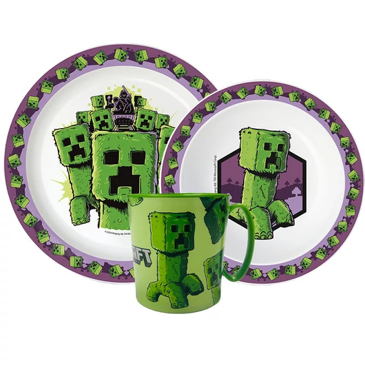 Minecraft The Movie étkészlet, micro műanyag szett bögrével 390 ml