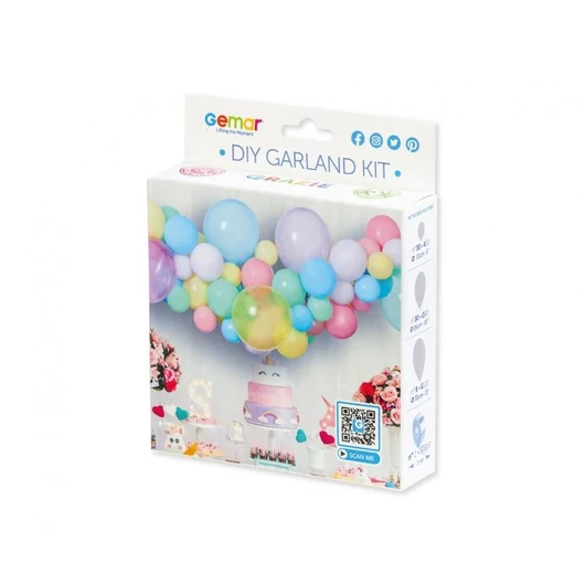 Színes Pastel léggömb, lufi girland szett 65 db-os