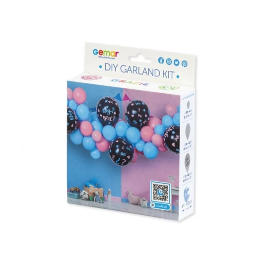 Fiú vagy Lány He or She léggömb, lufi girland szett 65 db-os