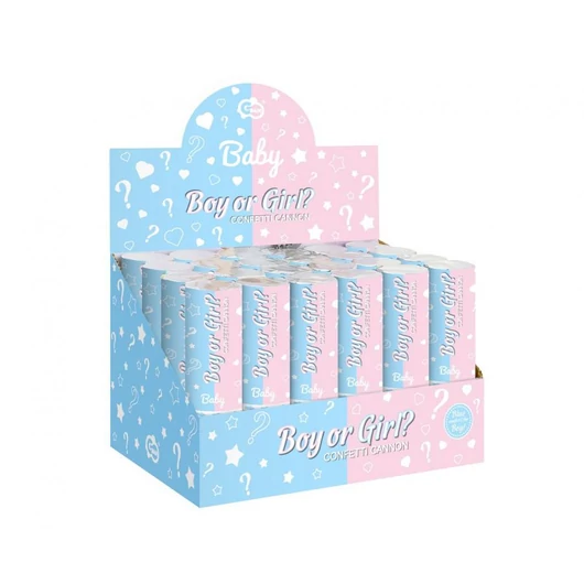 Boy or Girl Reveal konfetti kilövő 15 cm kék konfettivel