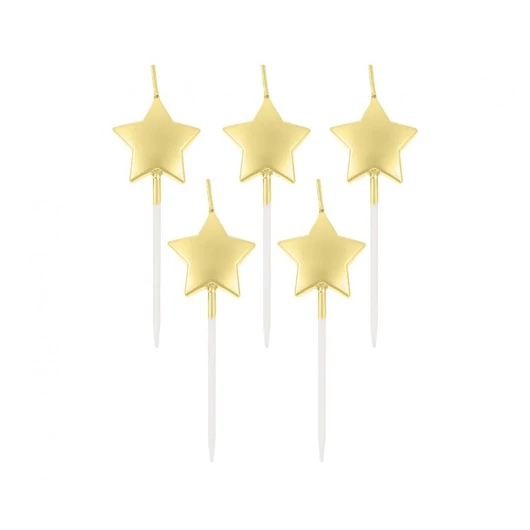 Arany csillag Metallic Gold tortagyertya, gyertya szett 5 db-os