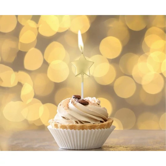 Arany csillag Metallic Gold tortagyertya, gyertya szett 5 db-os