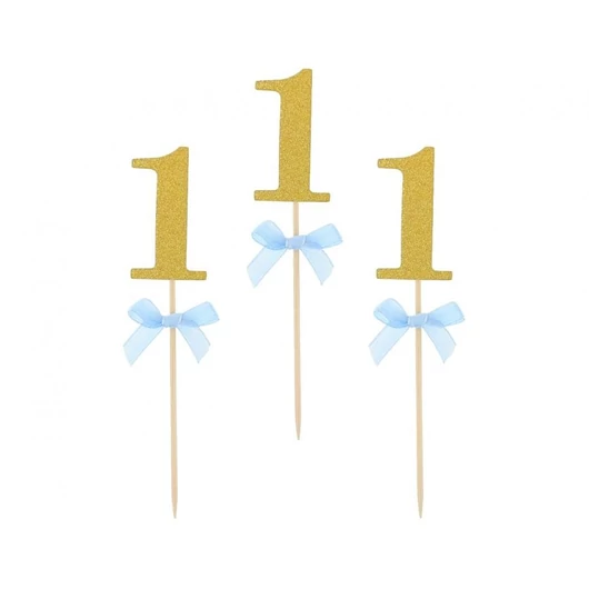 Kék 1st Birthday díszítő pálca 10 db-os
