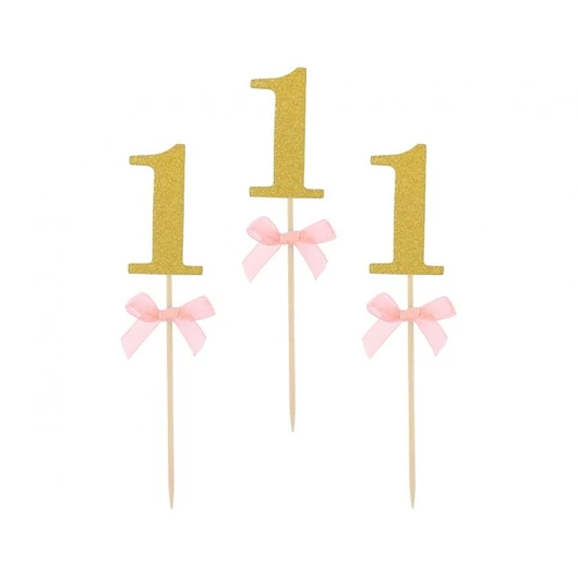 Rózsaszín 1st Birthday díszítő pálca 10 db-os