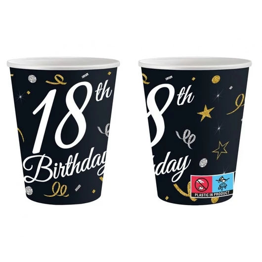 Happy Birthday 18 B&C papír pohár 6 db-os 200 ml
