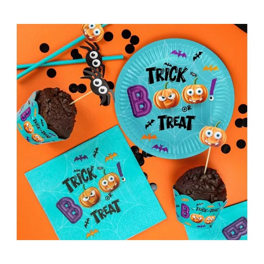 Halloween Boo papírtányér 6 db-os 18 cm