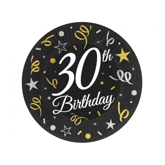 Happy Birthday 30 B&C papírtányér 6 db-os 18 cm