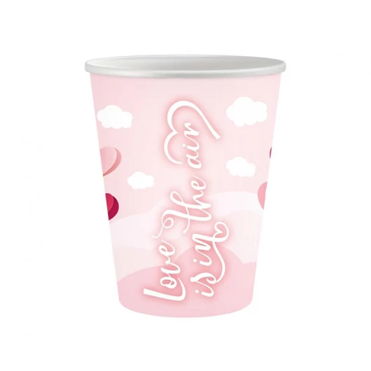 Szerelem Love Is In The Air Pink papír pohár 6 db-os 250 ml