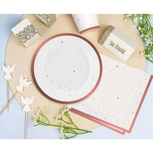 Rózsaszín Rose Gold Celebrate papírtányér 6 db-os 18 cm