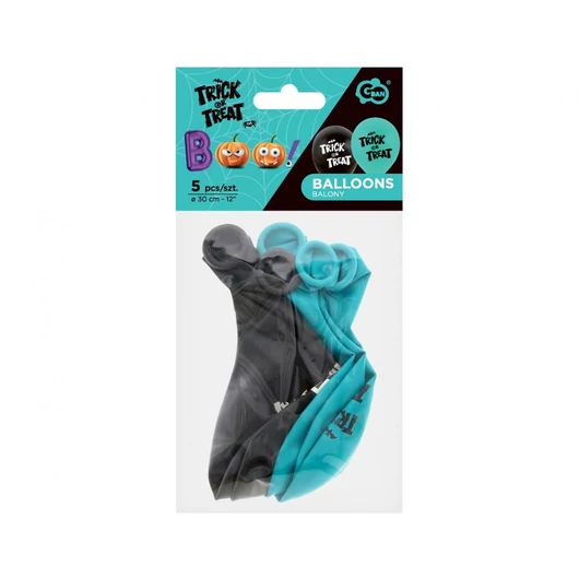 Halloween Boo Trick léggömb, lufi 5 db-os 12 inch (30 cm)
