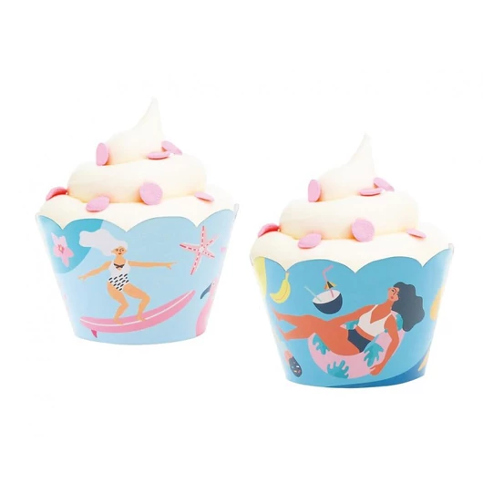 Nyár Surfing muffin dísz 6 db-os