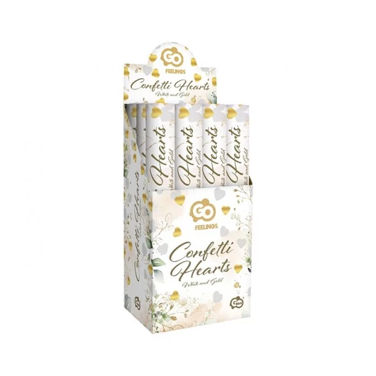 Szív Gold White Hearts konfetti kilövő 40 cm