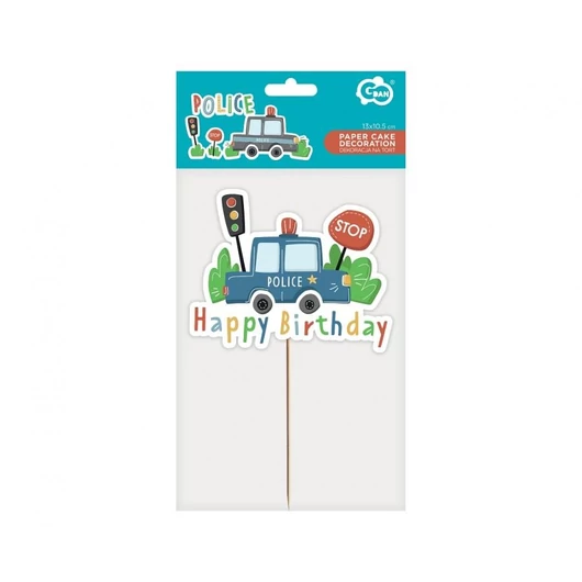 Rendőr Happy Birthday Beep torta dekoráció 13 cm