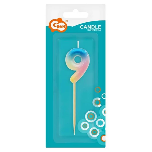 Színes mini 9-es Pastel Ombre számgyertya, tortagyertya