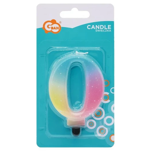 Színes 0-ás Pastel Ombre számgyertya, tortagyertya