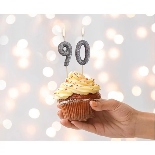 Fekete Glitter Black számgyertya, tortagyertya 9-es