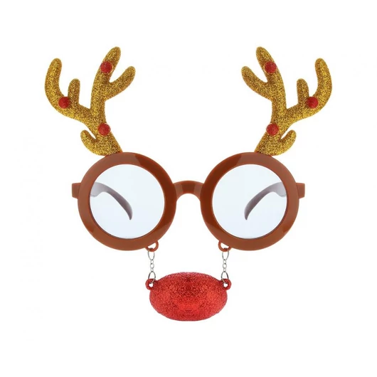 Szarvas Reindeer szemüveg piros orral