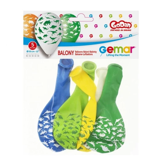 Dinoszaurusz Green léggömb, lufi 5 db-os 12 inch (30 cm)