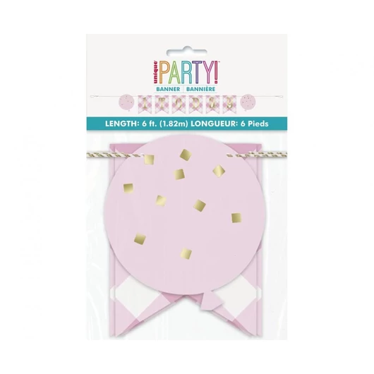 1st Birthday Pink, Első születésnap papír felirat 182 cm